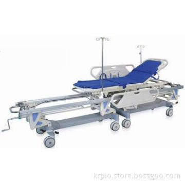 Aluminum Alloy Manual Hospital Patient Transfer Bed Two Tro